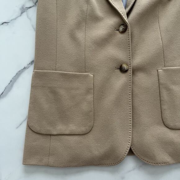 Talbots Aberdeen piqué knit blazer tan Size 6 Classic Chic Minimalist Jacket - Picture 11 of 13